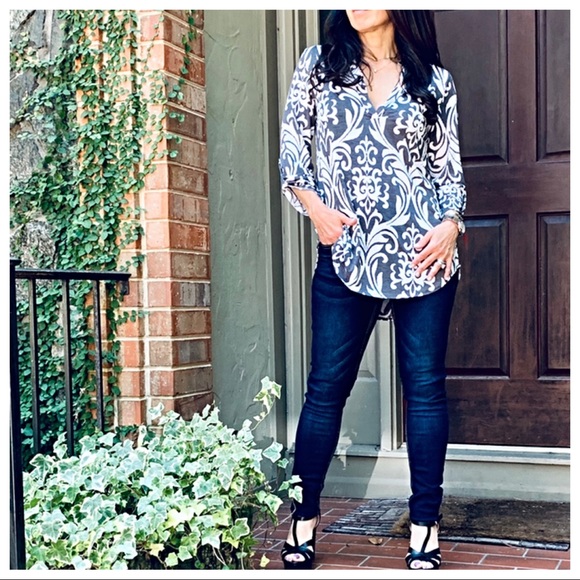 ✨LAST ONE✨Paisley grey print mandarin collar tunic - Picture 5 of 8